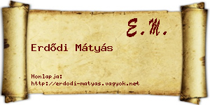 Erdődi Mátyás névjegykártya